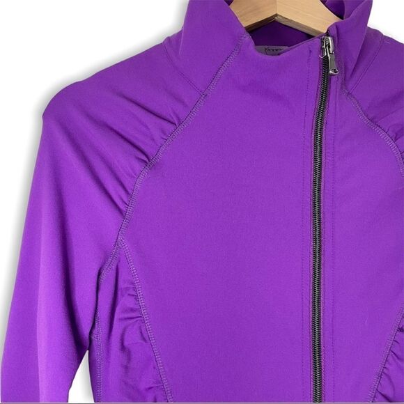 Karma Purple Ruched Mesh Panel Zip Jacket - Picture 3 of 9